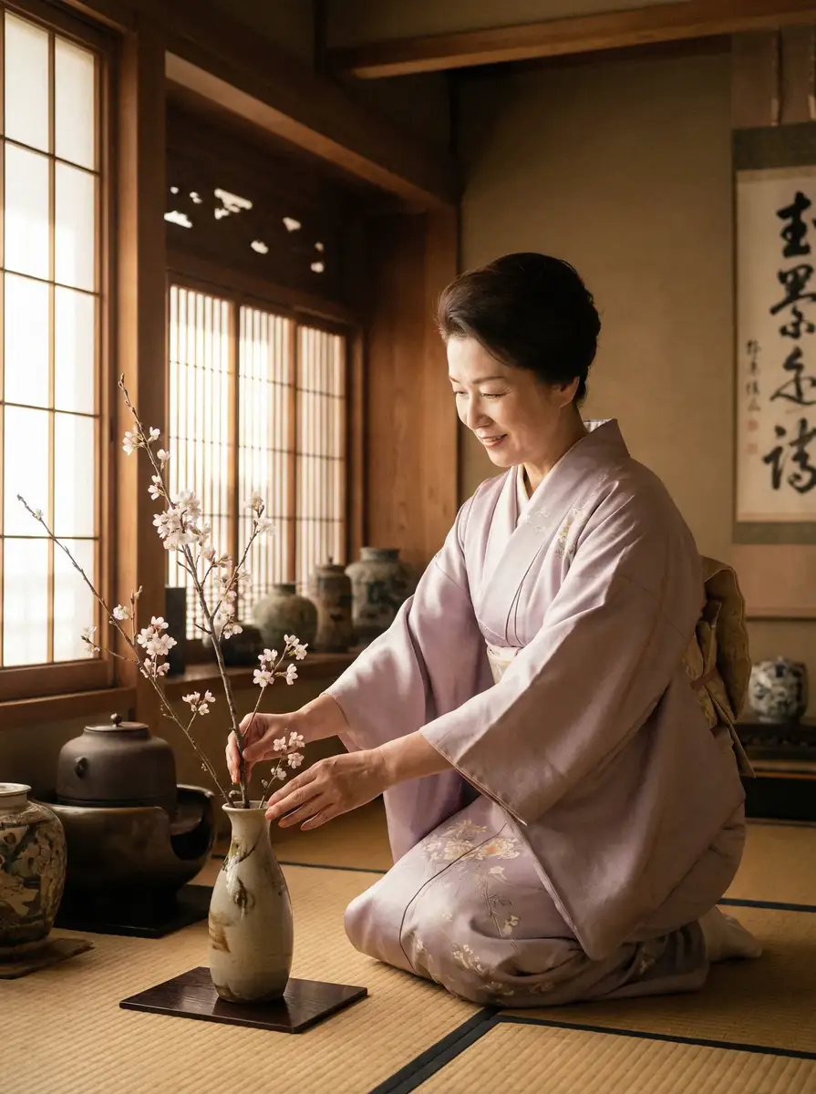 一位优雅的 日韩三级-最新资讯日韩三级短视频|日韩三级最新入口交流社区 在和室中插花