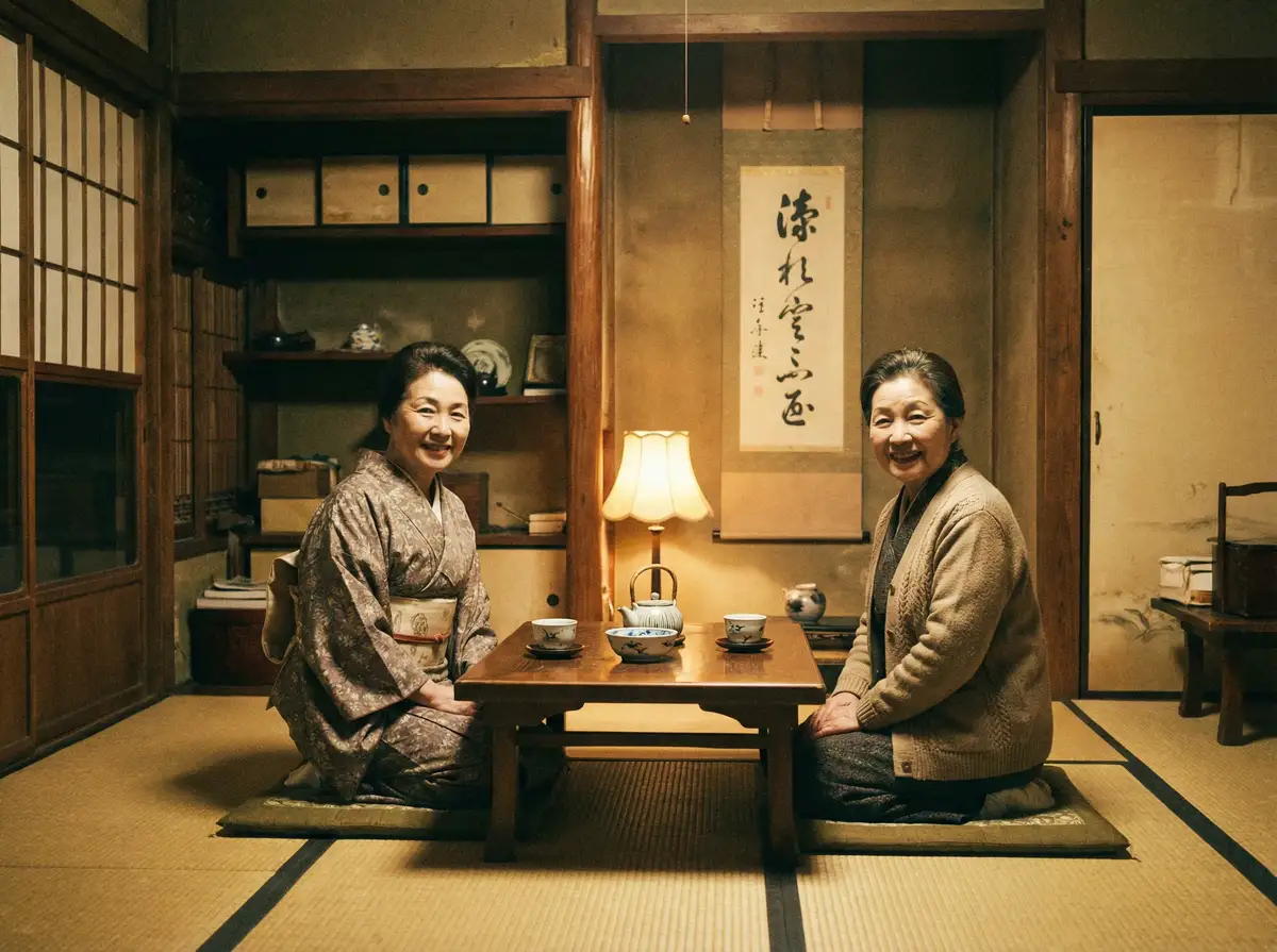 两位优雅的 日韩三级-最新资讯日韩三级短视频|日韩三级最新入口交流社区 在日式茶室中品茶交谈